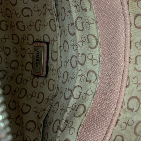 Guess Handbag Y2k Salmon Pink Double Handle Tote Satchel Bag PVC Purse - Picture 11 of 16